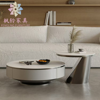 Dernière mode, design créatif simple, base en acier inoxydable doré argenté, combinaison de tiroirs, table basse, ensemble de tables TV CF025