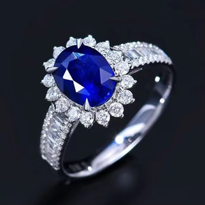 SGARIT เครื่องประดับอินเทรนด์แหวนหินแซฟไฟร์สีน้ำเงิน 18K ทองคำขาว 2.39CT แซฟไฟร์แท้ธรรมชาติแหวนแต่งงานผู้หญิง - Product Image 3