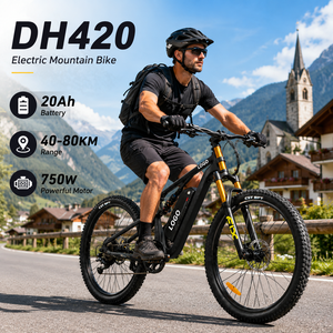 Bicicleta Eléctrica de Montaña DH420, 750W, Batería de 20Ah, 48V, Doble Suspensión, Ruedas de 27.5 Pulgadas, E-MTB Deportiva para Adultos - Product Image 1