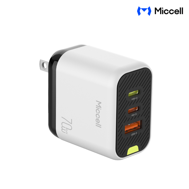 Miccell Type-C Fast Charger GaN Cell Phone Chargers Multi-port USB-A USB-C Wall Charger Mobile Phone Adapter for Laptop Tablet