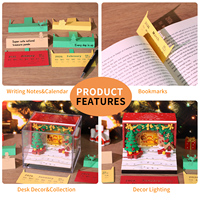 Bloc-notes créatif avec sculpture 3D en papier sur le thème de Noël 2027, avec lumière LED, pour cadeaux de Noël