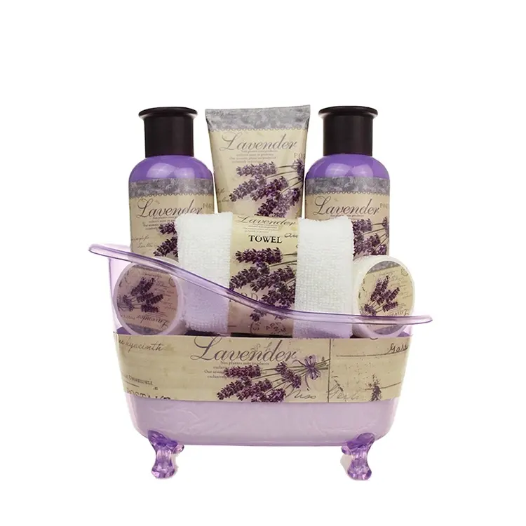 OEM Lavender scent lady care shower gel bath set with bath tub