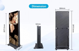 หน้าจอ LED พับได้แบบพกพา P1.5 P1.8 P2.5 ป้ายโฆษณาดิจิทัลอัจฉริยะแบบตั้งพื้น สำหรับโฆษณาในร่มและกลางแจ้ง - Product Image 2