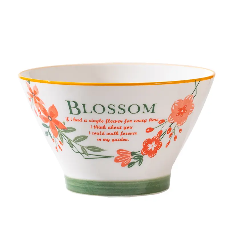 5 inch bucket bowl tall anti-scald rice bowl dessert bowl household ceramic tableware wholesale