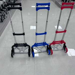 Chariot de transport pliable en fer pour supermarché, avec poignée télescopique, portable, pour bagages, marchandises, levage manuel - Product Image 1