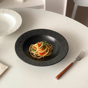 Plato de porcelana con textura redonda blanca elegante, ensalada, postre, sopa, <span class=keywords><strong>Pasta</strong></span>, platos de comedor, bandeja para servir, vajilla para restaurante - Product Image 6
