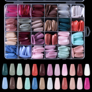 576PCS 24 grilles Ballet forme d'amande couleur unie <span class=keywords><strong>ongles</strong></span> à presser ensemble <span class=keywords><strong>manucure</strong></span> essentiels avec gelée colle <span class=keywords><strong>ongles</strong></span> artificiels - Product Image 2