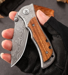 Navaja Plegable para Dropshipping en Shopify, Navaja Multiusos de Acero Inoxidable para Exteriores, Camping, EDC, con Mango de Madera Portátil - Product Image 4