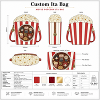 Sac à bandoulière personnalisé en forme de bobine de film, sac Ita Kawaii en forme de seau de cinéma, avec fenêtre transparente ronde pour affichage de charmes de bobines de film, sac de collection