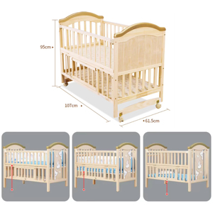 Cuna de Madera Multifuncional 3 en 1 con Almacenamiento para Dormitorio, Sala de Estar, Escuela - Product Image 4