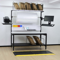 Mesa de Trabajo Modular Ergonómica Detall con Gabinete de Almacenamiento de Acero Laminado en Frío y Panel para Herramientas para Almacén y Envío
