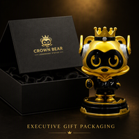 Figura de Oso de Metal Chapado en Oro, Trofeo 3D Fundido, Adorno de Escritorio para Regalos Empresariales y Eventos de Gala