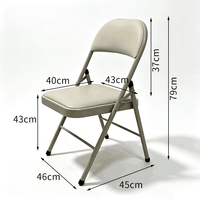Chaise pliante en métal pratique pour la maison et le jardin, surface lisse, empilable, pour salle à manger, bureau, chaise d'assemblage