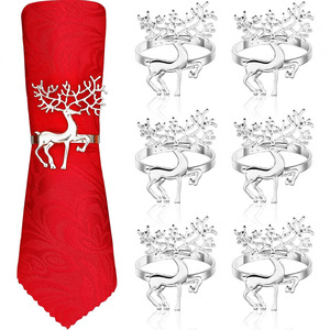 Anneaux <span class=keywords><strong>de</strong></span> <span class=keywords><strong>serviette</strong></span> <span class=keywords><strong>de</strong></span> Noël en forme <span class=keywords><strong>de</strong></span> renne, boucle <span class=keywords><strong>de</strong></span> <span class=keywords><strong>serviette</strong></span> dorée, décorations <span class=keywords><strong>de</strong></span> <span class=keywords><strong>table</strong></span> pour les fêtes, porte-serviettes moderne - Product Image 2