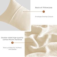 Taie d'oreiller en coton mousseline blanc ivoire, ensemble de taies d'oreiller personnalisées en coton, ensemble de housses de coussin en coton, vente en gros