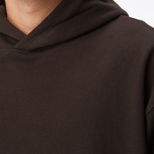 Camisetas da uomo <span class=keywords><strong>marrone</strong></span> scuro <span class=keywords><strong>felpa</strong></span> con cappuccio <span class=keywords><strong>oversize</strong></span> con tasca anteriore e orlo a costine Pullover Casual ampio e personalizzato con cappuccio - Product Image 4