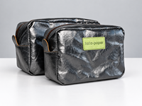 Sac cosmétique en papier kraft lavable, trousse de maquillage de voyage, organiseur de toilette à fermeture éclair, sac de toilette léger pour femmes, vente en gros