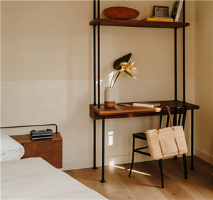 <span class=keywords><strong>Perchero</strong></span> de pie multifuncional con estructura metálica robusta, desmontable, acabado en bronce y cobre rojo. - Product Image 2