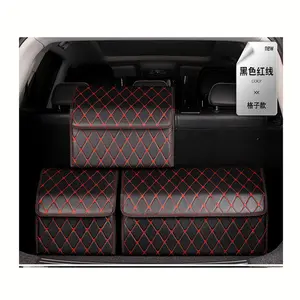 Caja de almacenamiento para maletero de coche, organizador plegable de cuero PU de lujo de alta calidad, estilo de malla