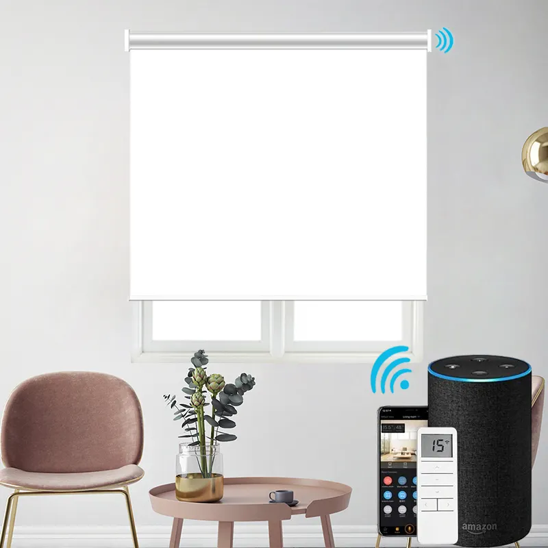Pare-soleil à roulettes motorisé 100%, avec Alexa et Google, pour maison connectée, avec fil dur intégré, isolation thermique
