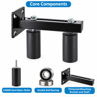 Rouleau de guidage pour portail coulissant, support en L réglable robuste, rouleaux en nylon UHMW, acier thermolaqué noir, vente en gros OEM