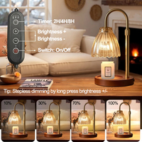 Lampe chauffe-bougie vintage en verre côtelé, diffuseur de cire électrique à intensité variable, lampe d'aromathérapie sans flamme pour chambre et décoration intérieure