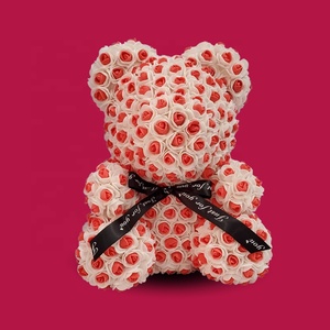 Flor Artificial Pequeña Espuma De Poliestireno Rojo Tedy Floral Espuma Pe 40Cm Osos De Rosas Flores Regalo Oso Rosa De Peluche Con Caja - Product Image 3