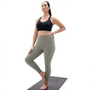 Soutien-gorge de sport sans coutures pour femme, dos nageur, col ras du cou, maintien moyen, pour yoga et entraînement, logo uni sur le devant, noir, Spandex Nylon - Product Image 1