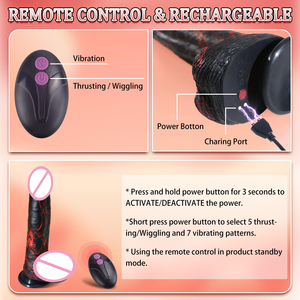 Consolador Vibrador Monstruo de Fantasía Enorme con Control Remoto para Estimulación Anal y Vaginal del Punto G, <span class=keywords><strong>Dildo</strong></span> Realista Grueso con Empuje Vibratorio - Product Image 4