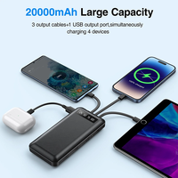 Batterie portable HYTO avec logo personnalisé, haute capacité 20000mah 10000mah, USB 4 en 1, chargeur mobile avec écran LED, Powerbank