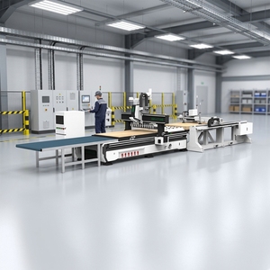 Machine de découpe CNC pour portes d'armoires de salle de bain, avec nesting et changement automatique d'outils, et <span class=keywords><strong>table</strong></span> de chargement/déchargement automatique - Product Image 1
