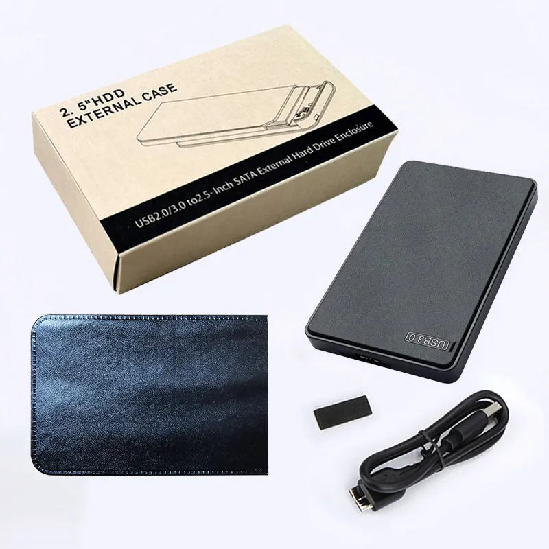 SHUOLE Factory Spot Goods ABS 2.5 Inch SATA USB3.0 Black Shockproof Hard Disk Drive Case Hdd Enclosure