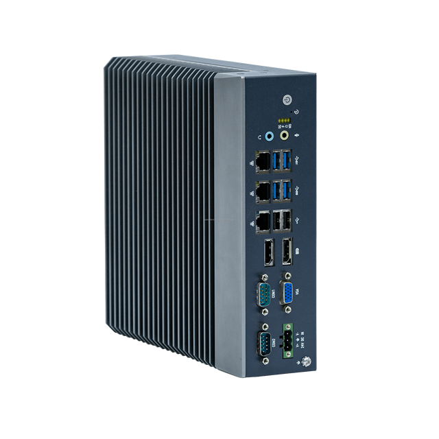 E500 Fanless Industrial PC Intel 6th 9th Gen Core i3 i5 i7 3 LAN 6 USB Dual DP + VGA 24V DC Embedded Mini Computer