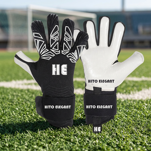 Nouveauté : Gants de gardien de but professionnels avec logo personnalisé, noir et blanc, coupe négative 4 mm - Product Image 2