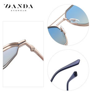 Zanda <b>Sunglasses</b> Metal Frame Blue <b>Gradient</b> Lens UV400 Protection Unisex Style - Product Image 3
