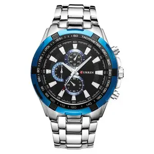 CURREN 2024 jam tangan kuarsa untuk pria, arloji merek baja tahan karat modis baru 12 jam klasik bisnis untuk pria