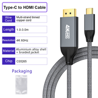 Câble convertisseur ULT-unite 1m/2m/3m Ultra HD 4K 60Hz Type C vers HDMI avec gaine en PVC à blindage 4 couches pour téléphone/ordinateur portable/HDTV