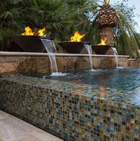 Propangas-Feuerschale mit Wasserfällen aus 3mm dickem Cortenstahl für Terrasse, Garten und Schwimmbad – Herbstsaison
