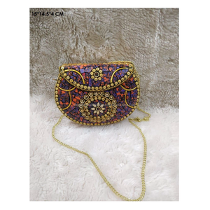 Bolso de mensajero con marco de Metal para mujer de diseñador bohemio indio, bolso de mano para fiesta de compras de noche hecho a mano, moda de estilo bohemio - Product Image 3