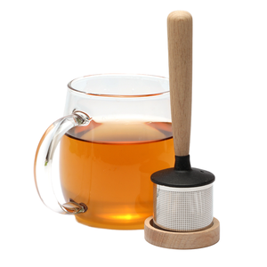 Infuseur à thé en acier inoxydable écologique avec poignée en bois et filtre pour tasse à thé - Vente flash - Product Image 1