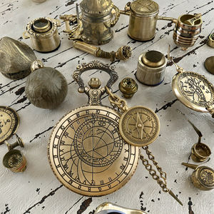 นาฬิกาพกโบราณแบบอะนาล็อก ควอตซ์ พร้อมสายโซ่และเข็มทิศ รุ่นปราก ขายส่ง - Product Image 3