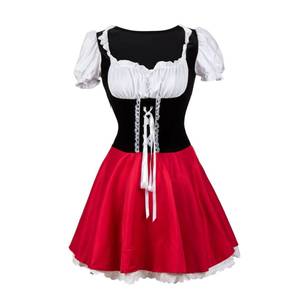 Ensemble de costume de petit chaperon rouge pour Halloween, pour femmes, comprenant une cape, une robe et un tablier pour une robe de fête cosplay - Product Image 6