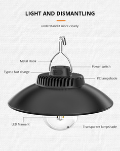 Linternas recargables Usb tipo C, luces de tienda, reparación de trabajo, iluminación, lámpara de barbacoa, linterna de Camping con colgante - Product Image 6
