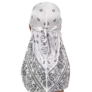 Assortiment de bandanas, durags et foulards en satin à motif Paisley pour hommes et femmes, avec longue queue et larges sangles pour des ondulations 360° - Product Image 5