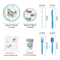 Vaisselle de fête sur le thème de l'avion : Assiettes et gobelets en papier pour la fête de bébé, fournitures d'anniversaire pour bébé