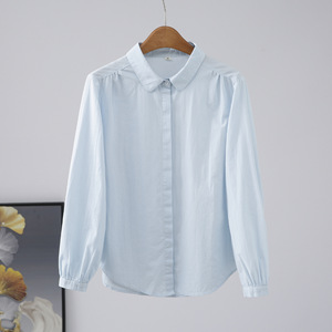 Camisa <span class=keywords><strong>de</strong></span> Manga Larga con Cuello Peter <span class=keywords><strong>Pan</strong></span> <span class=keywords><strong>de</strong></span> Algodón Lavado <span class=keywords><strong>de</strong></span> Primavera - Top Elegante Casual Artístico - Product Image 3