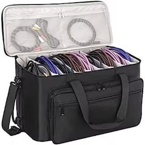 Sac de rangement pour câbles DJ, fond rembourré amovible et séparateurs ajustables, pour ranger les câbles musicaux, organisation de rangement portable pour les voyages - Product Image 4
