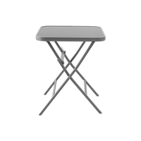Table d'appoint pliable en verre trempé noir, 50*50*70cm, pieds pliants en métal, table carrée pour patio, jardin, balcon