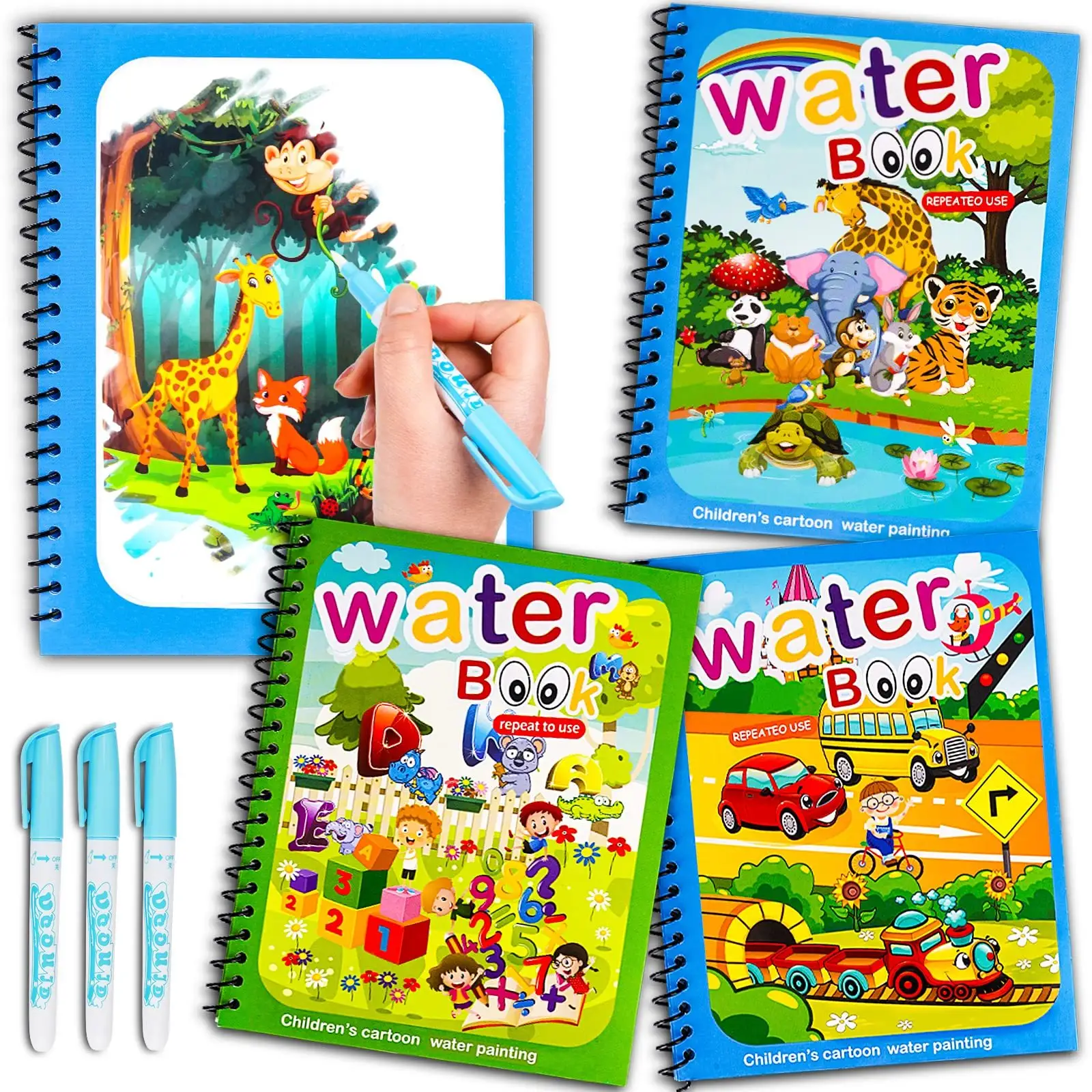 Magic Water Coloring Drawing Book Book Toddlers Kids Reusable Painting Coloring Book With Pen Educational Learning Toys Gifts
