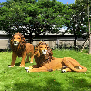 Grand jardin en fibre de verre Lion Tigre Sculpture grandeur nature en fibre de verre Statue d'animal sauvage Décorations - Product Image 1